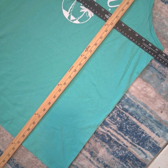 MALIBU RUM Tank Top XL Mens Aqua Blue New Promo Shirt Beachy Palm Trees - Picture 5 of 5